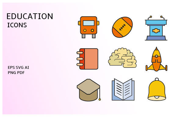 Education and School Icons Vector Set